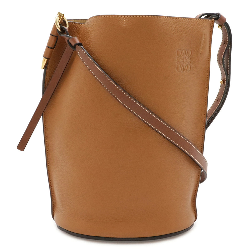 Loewe Anagram Gate Bucket Crossbody Bag Leather Black Camel Brown